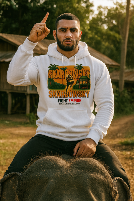 Hoodie Blanc – Skarbowsky Édition Collector | Impression Avant & Arrière | Fight Empire